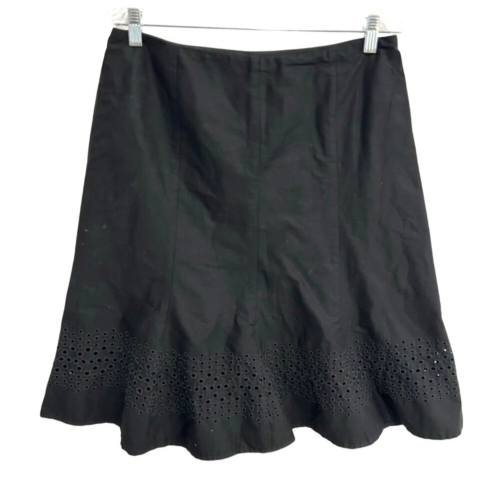 White House Black Market Black Skirt Eyelet Hem Detail Sz 12 Whimsigoth